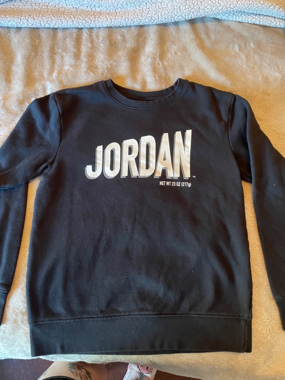 Boys Jordan Black Crewneck Sweatshirt with White Logo